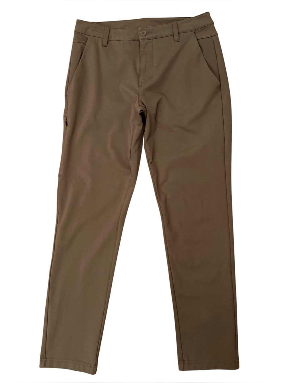 BYLT Everyday Pants 2.0 Mens Size 33 Slim Stretch Viscose Nylon Zip Pocket Tan